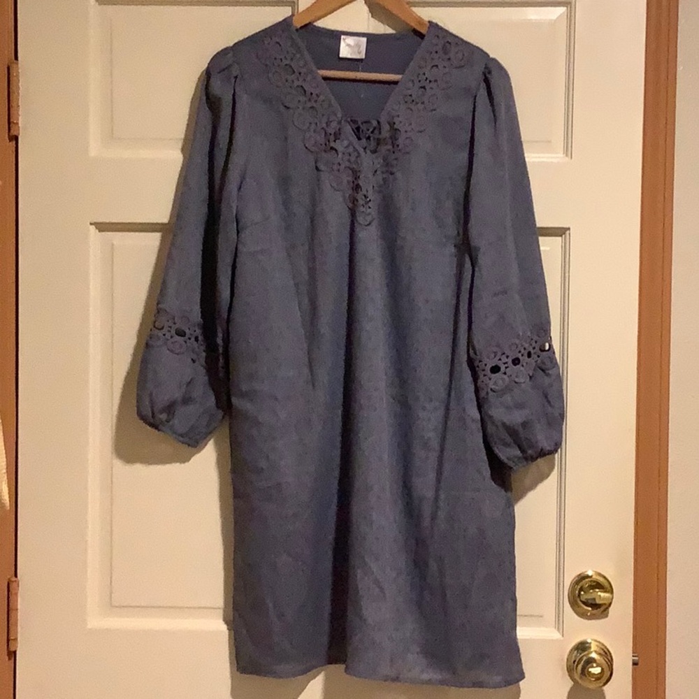 NWT Siren Lily Lace Trimmed Blue Dress